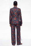 Floral Black 2 Piece One Button Jacquard Women Suits