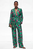 Floral Black 2 Piece One Button Jacquard Women Suits
