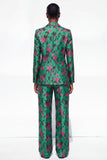 Floral Black 2 Piece One Button Jacquard Women Suits