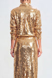 Sparkly 2-Piece Golden Women's Suits with Slit