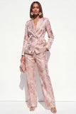 Blush Peaked Lapel Jacquard 2-Piece Women Suits
