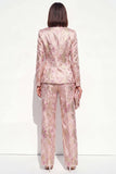 Blush Peaked Lapel Jacquard 2-Piece Women Suits