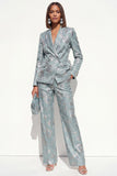 Blush Peaked Lapel Jacquard 2-Piece Women Suits