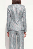 Blush Peaked Lapel Jacquard 2-Piece Women Suits