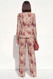 Blush Peaked Lapel Jacquard 2-Piece Women Suits