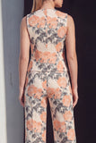 Navy V-Neck Jacquard 2-Piece Women's Suits