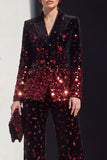 Black Champagne Sequin Peak Lapel 2-Piece Women's Suits