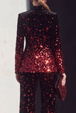 Black Champagne Sequin Peak Lapel 2-Piece Women's Suits