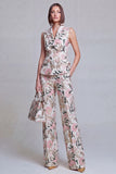 Grey Blue Flower Peak Lapel 2-Piece Women Suits
