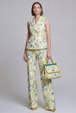 Grey Blue Flower Peak Lapel 2-Piece Women Suits