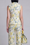 Grey Blue Flower Peak Lapel 2-Piece Women Suits