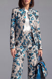 Dusty Green 3-Piece Jacquard Women Suits