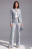Dusty Green 3-Piece Jacquard Women Suits