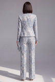 Dusty Green 3-Piece Jacquard Women Suits