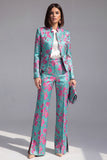 Dusty Green 3-Piece Jacquard Women Suits