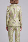 Sage Green Jacquard Shawl Lapel 2-Piece Women's Suits