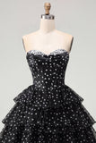 Sweetheart Corset White A-Line Tiered Ruched Homecoming Dress