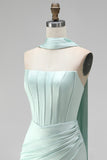 Strapless Corset Bodycon Mint Homecoming Dress with Slit