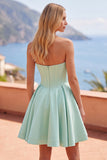 Strapless A-Line Mint Corset Homecoming Dress