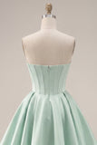 Strapless A-Line Mint Corset Homecoming Dress