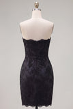 Black Bodycon Strapless Homecoming Dress with Bow