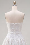 Sweetheart A-Line White Floral Homecoming Dress