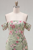 Off the Shoulder Bodycon Floral Black Homecoming Dress with Sash