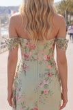 Off the Shoulder Bodycon Floral Black Homecoming Dress with Sash