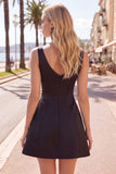 A-Line V-Neck Black Pink Homecoming Dress with Beading
