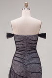 Off the Shoulder Bodycon Black Homecoming Dress with Ruffles