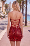 Sparkly Golden Bodycon Strapless Sequins Homecoming Dress
