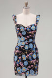 Yellow Bodycon Sequins Floral Homecoming Dress