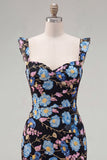 Yellow Bodycon Sequins Floral Homecoming Dress