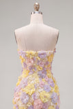 Strapless Bodycon Pink Floral Homecoming Dress with Beading