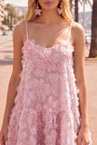 Spaghetti Straps A-Line Blue Floral Homecoming Dress with Beading