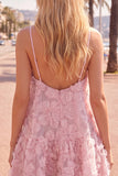 Spaghetti Straps A-Line Blue Floral Homecoming Dress with Beading