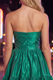 Strapless Corset A Line Dark Green 80s Homecoming Dress With Bow