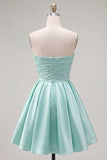 Strapless A Line Navy Mini 80s Homecoming Dress