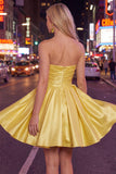 Strapless A Line Navy Mini 80s Homecoming Dress