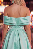 Pink Off The Shoulder A Line 80s Homecoming Dress With Beading