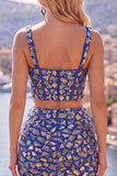 Sparkly Corset 2-piece Dark Blue Homecoming Dress