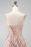 Strapless A-Line Gold and Pink Sequin Homecoming Dress