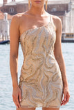 One Shoulder Black Sparkly Bodycon Homecoming Dress