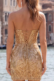 Sparkly Fuchsia Strapless Bodycon Homecoming Dress