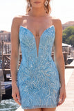 Sparkly Fuchsia Strapless Bodycon Homecoming Dress