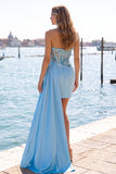 Glitter Corset Red Strapless Bodycon Homecoming Dress With Side Streamer