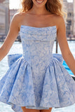 Strapless Corset Hot Pink Floral A Line Homecoming Dress With Bow