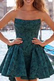 Strapless Corset Hot Pink Floral A Line Homecoming Dress With Bow