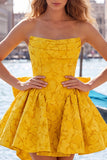 Strapless Corset Hot Pink Floral A Line Homecoming Dress With Bow
