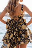 Square Neck Light Blue Corset A Line Homecoming Dress With Bow
